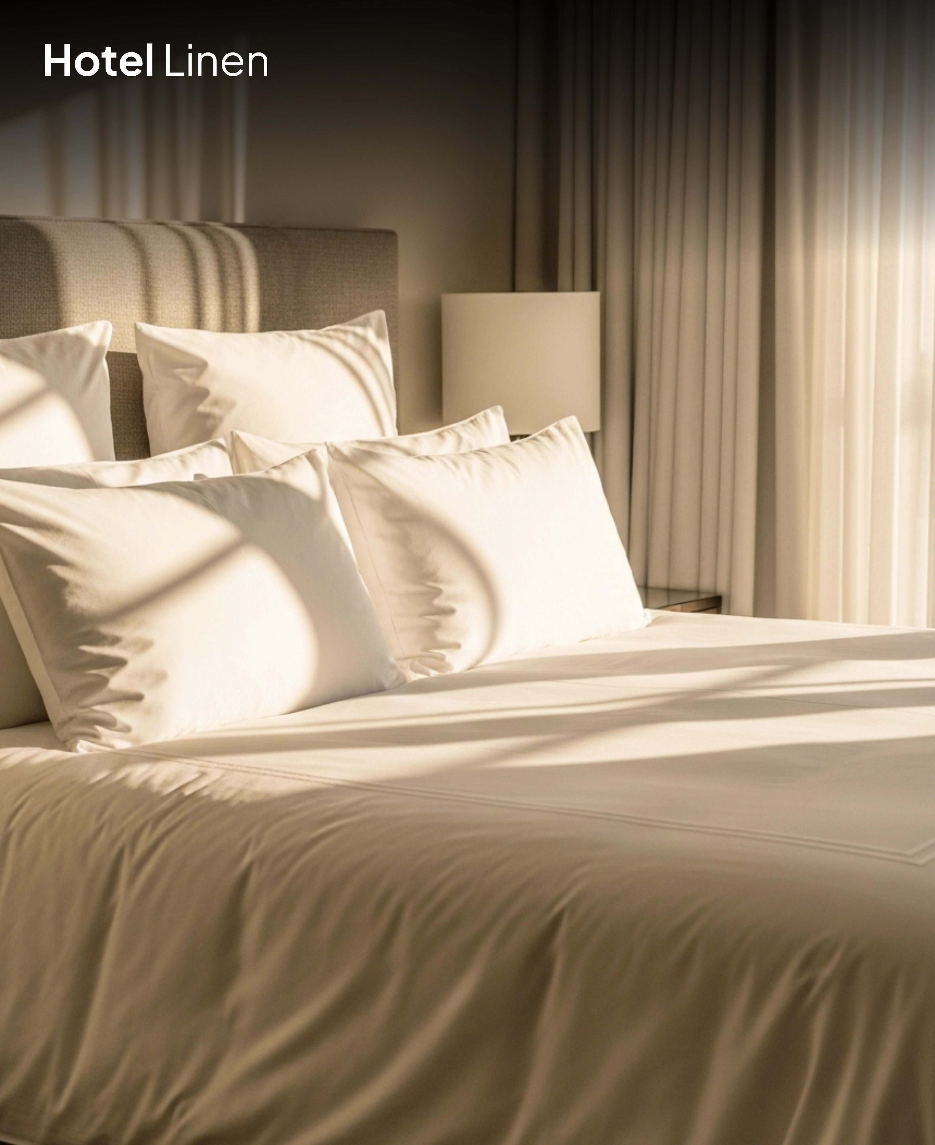 White hotel linen in sunlight